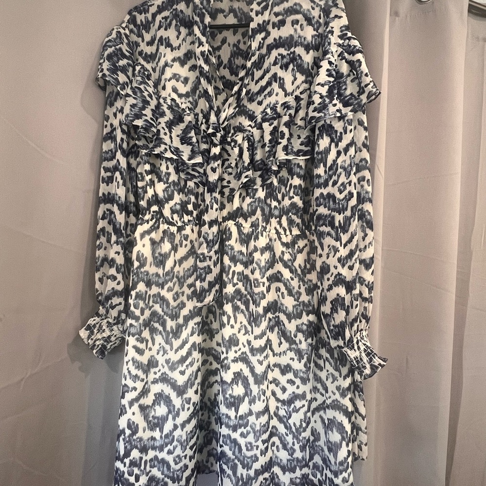 EUC Eloquii Blue and White Long Sleeve Dress